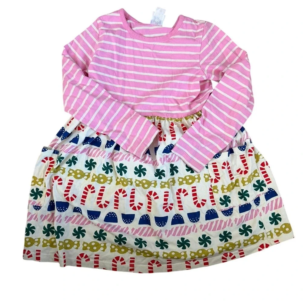 Hanna Andersson Little Girls 6/7 Holiday Colorful Striped Mixie Play Dress